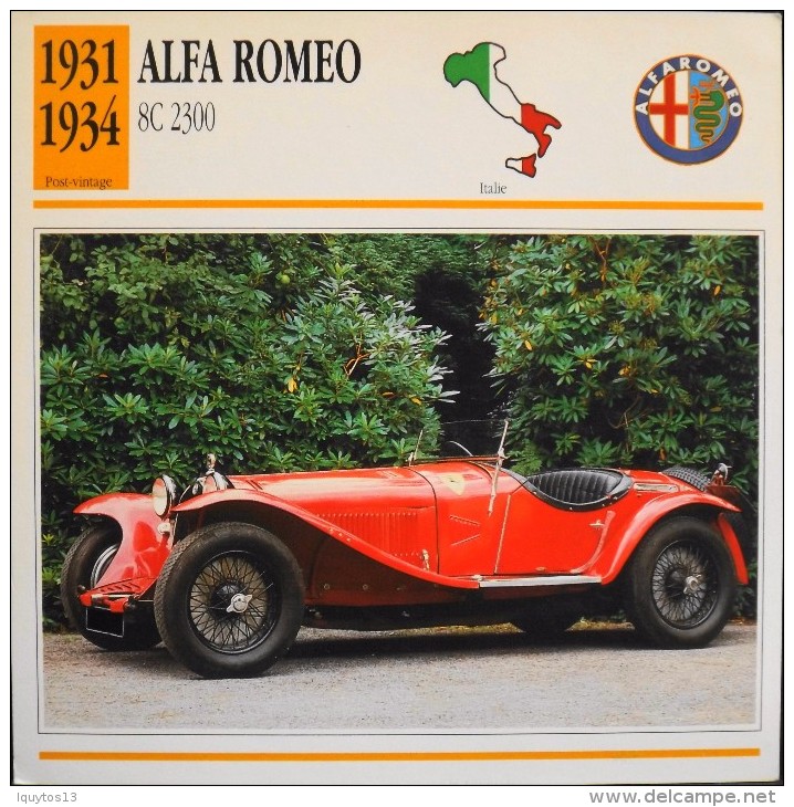 FICHE TECHNIQUE ILLUSTREE De VOITURE AUTOMOBILE ANCIENNE - ALFA ROMEO 8C 2300 De 1931 - En Parfait Etat - - Cars