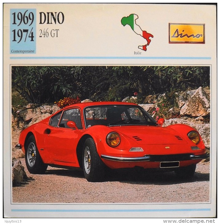 FICHE TECHNIQUE ILLUSTREE De VOITURE AUTOMOBILE ANCIENNE - DINO 246 GT De 1968 - En Parfait Etat - - Auto's