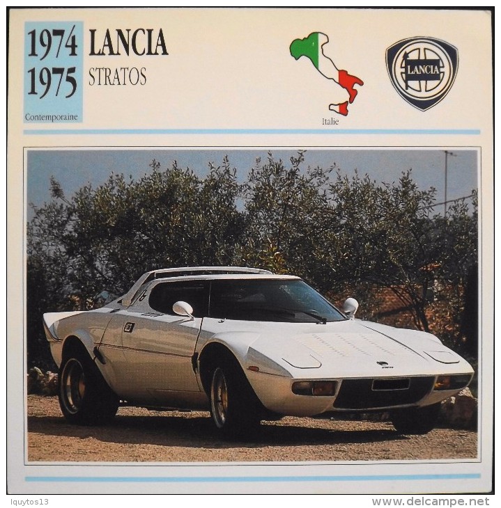 FICHE TECHNIQUE ILLUSTREE De VOITURE AUTOMOBILE ANCIENNE - LANCIA STRATOS De 1974 - En Parfait Etat - - Cars