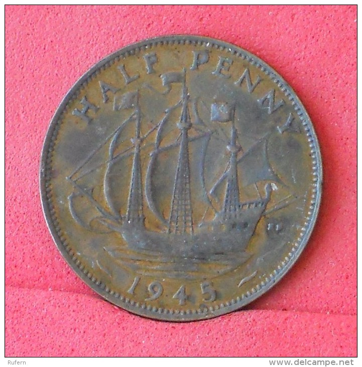 GREAT BRITAIN  1/2  PENNY  1945   KM# 844  -    (Nº11854) - C. 1/2 Penny