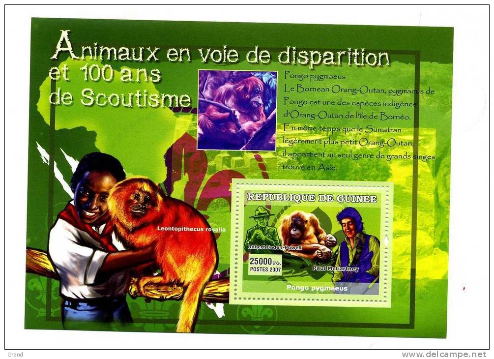 GUINEE-2007-PAUL MC CARTNEY-PONGO PYGMAEUS -SCOUTISME-2007/YT B571***vendu 12 En Nouveauté - Zangers