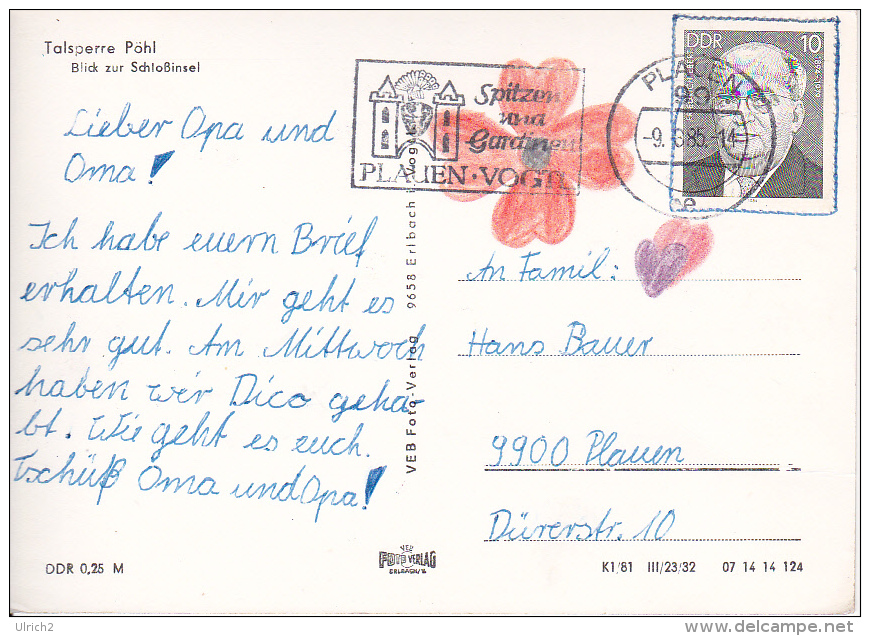 AK Talsperre Pöhl - Blick Zur Schloßinsel - 1985 (15106) - Poehl