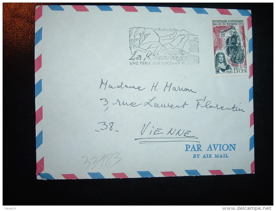 LETTRE PAR AVION TP ILE BOURBON 15F OBL.MEC.23-7-196? SAINT-DENIS REUNION - Lettres & Documents