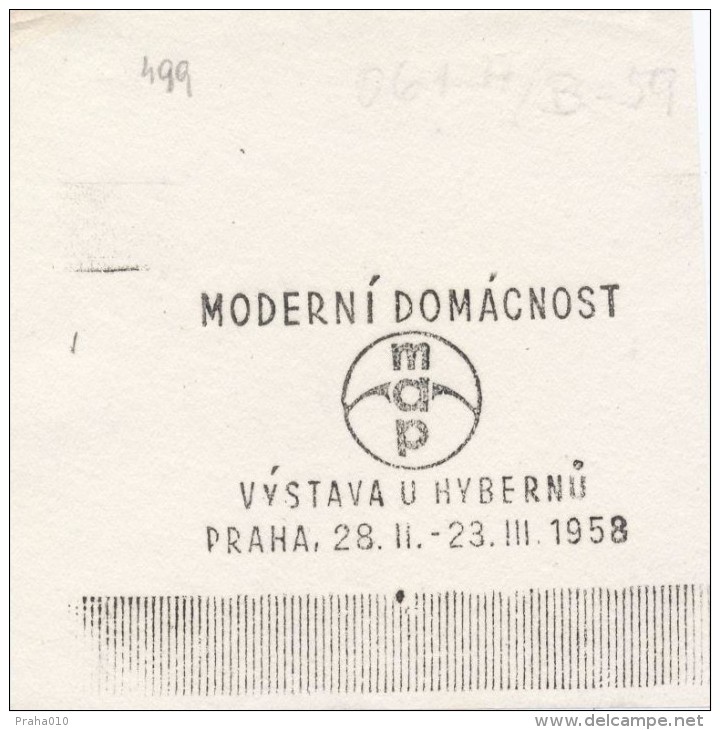 J1568 - Czechoslovakia (1945-79) Control Imprint Stamp Machine (R!): Modern Household; Exhibition U Hybernu; Prague 1958 - Proofs & Reprints