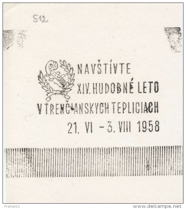 J1591 - Czechoslovakia (1945-79) Control Imprint Stamp Machine (R!): Visit XIV. Musical Summer, Trencianske Teplice 1958 - Proofs & Reprints