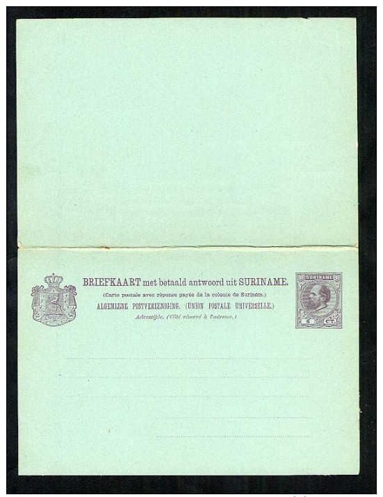 Surinam Postal Stationery Reply Postcard Unused (X489) - Surinam ... - 1975