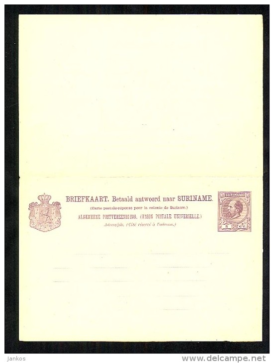 Surinam Postal Stationery Reply Postcard Unused (X489) - Surinam ... - 1975