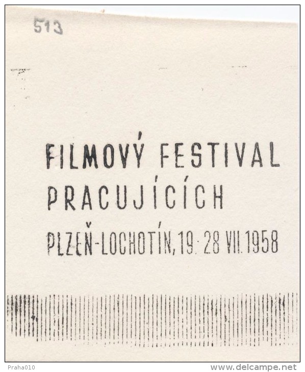 J1593 - Czechoslovakia (1945-79) Control Imprint Stamp Machine (R!): Workers Film Festival; Plzen - Lochotin, 1958 - Proofs & Reprints