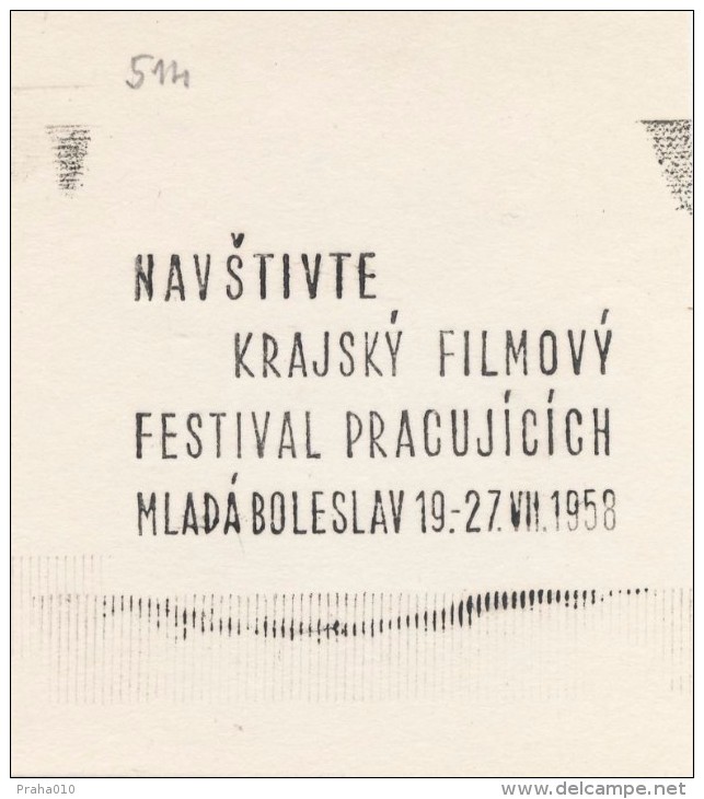 J1597 - Czechoslovakia (1945-79) Control Imprint Stamp Machine (R!): Visit The Regional Workers Film Festival 1958 - Proofs & Reprints