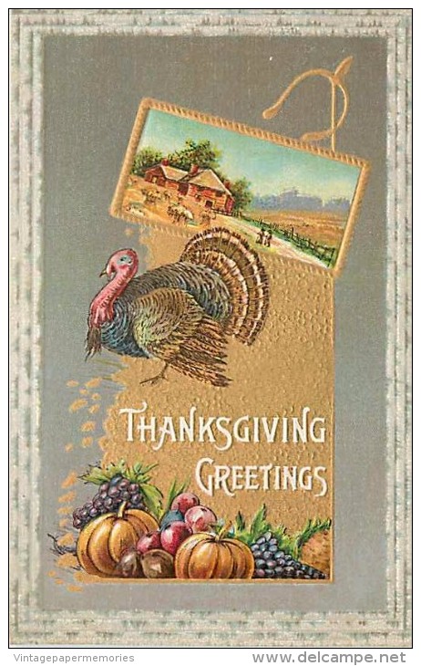 107810-Thanksgiving, Samson Brothers No 33B-5, Small Turkey & Fall Farm Scene - Thanksgiving