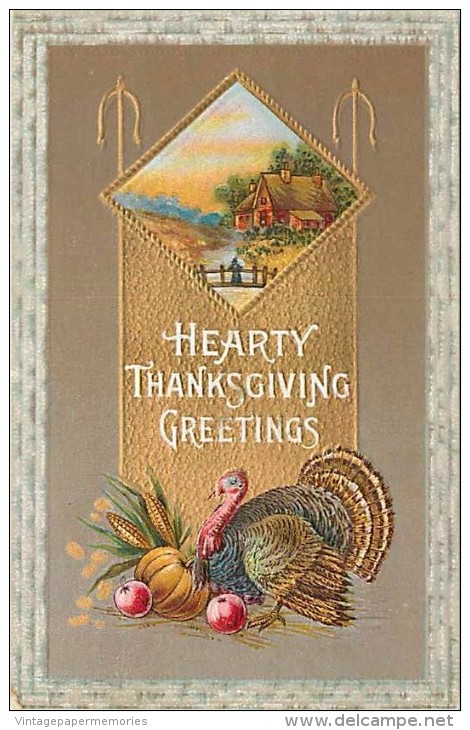 107818-Thanksgiving, Samson Brothers No 33C-6, Small Turkey & Fall Farm Scene - Thanksgiving