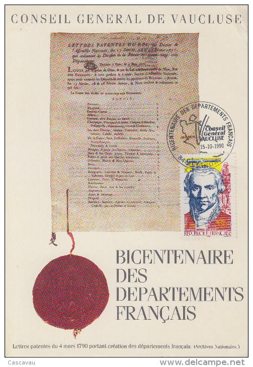 Carte  Bicentenaire  De  La  Création  Du  Département  De  VAUCLUSE     AVIGNON    1990 - Révolution Française