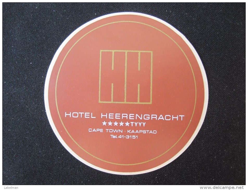 HOTEL MOTEL PENSION HEERENGRACHT CAPE TOWN SOUTH AFRICA MINI TAG STICKER DECAL LUGGAGE LABEL ETIQUETTE AUFKLEBER - Hotel Labels