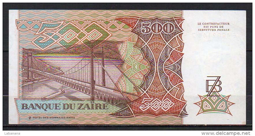 Zaire 5 billets 1988-1989