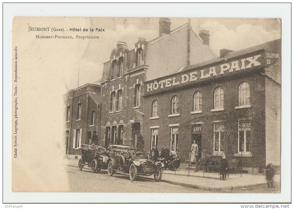 59 Dép.- Jeumont (Gare).- Hôtel De La Paix. Hombert-Poiteaux, Proptiétaire. Cliché Sylvain Lagouge, Photographe, Thuin - - Jeumont