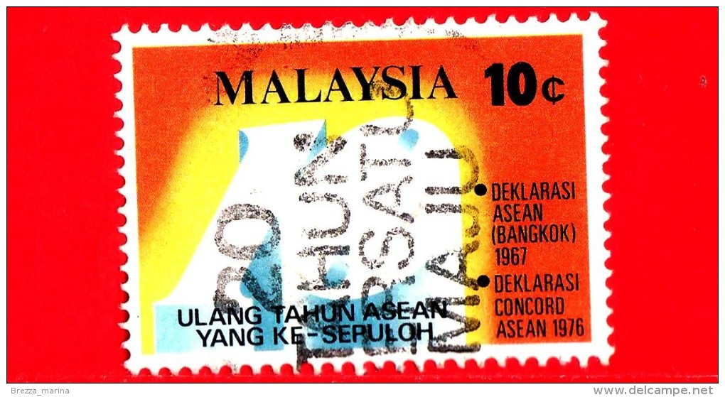 MALESIA - MALAYSIA - Usato - 1977 - 10 Anni Di ASEAN - Association Of South East Asian Nations - 10 - Malaysia (1964-...)