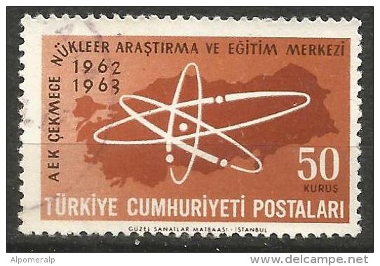 Turkey 1963 - Mi. 1863 O, Map Of Turkey And Atom Symbol - Gebraucht