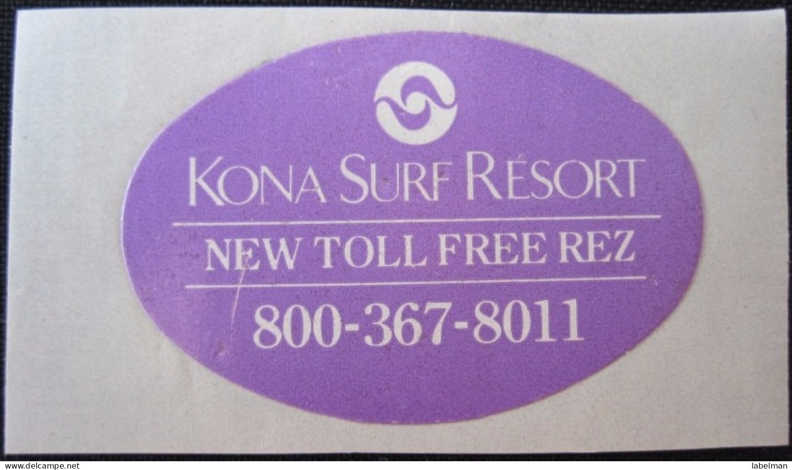 ISLAND HOTEL MOTEL PENSAO MOTOR INN KONA SURF HAWAII USA MINI TAG STICKER DECAL LUGGAGE LABEL ETIQUETTE AUFKLEBER - Adesivi Di Alberghi