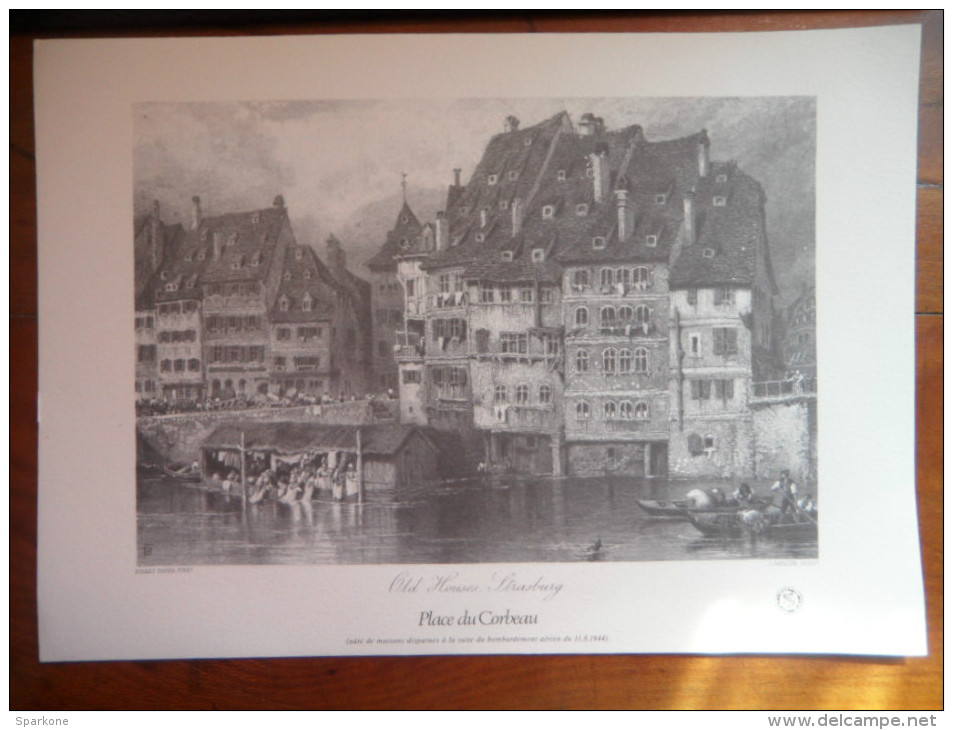 Gravure Du Vieux Strasbourg  "Place Du Corbeau" De Birket Foster - Prints & Engravings