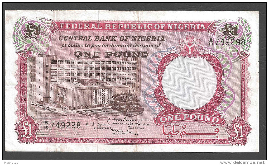 NIGERIA  : 1 Pound - 1967 - P8 - XF - Nigeria