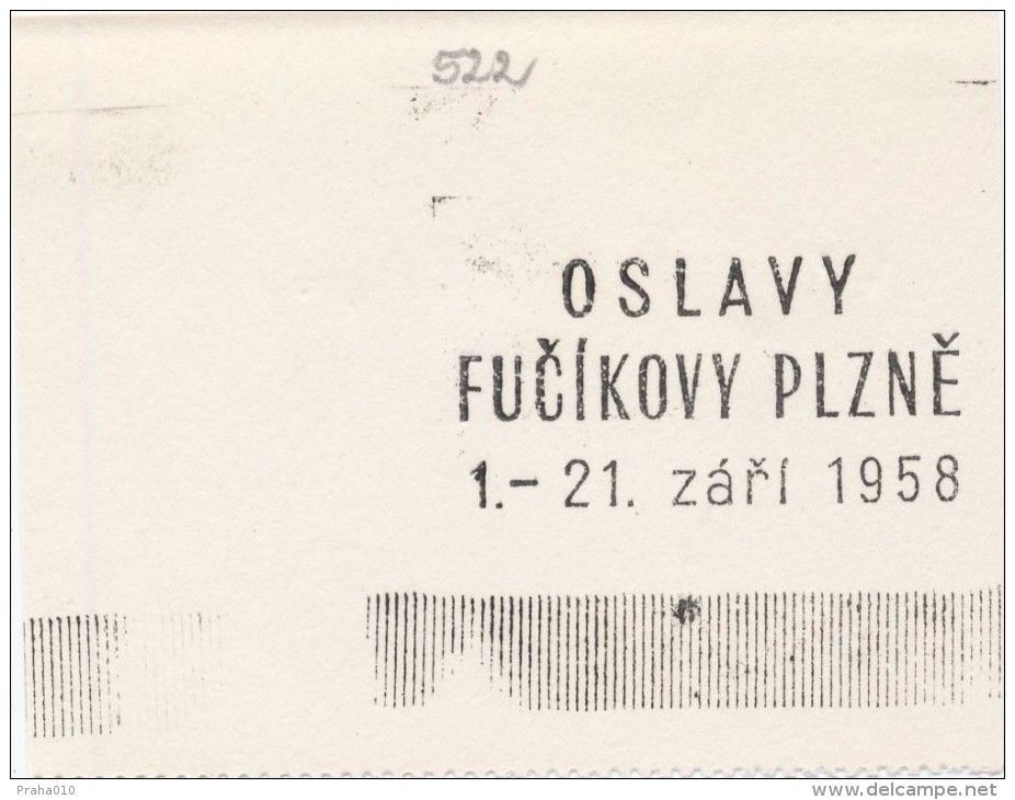 J1614 - Czechoslovakia (1945-79) Control Imprint Stamp Machine (R!): Celebrations Fucik Pilsen; Julius Fucik, Cz. Writer - Ensayos & Reimpresiones