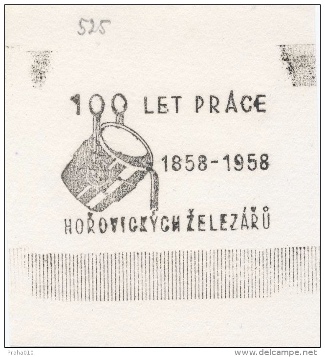 J1617 - Czechoslovakia (1945-79) Control Imprint Stamp Machine (R!): 100 Years Of Work Horovice Ironworkers 1858-1958 - Proofs & Reprints