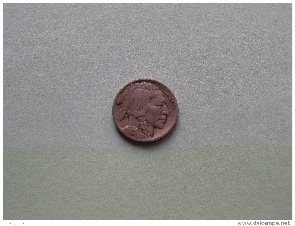 1917 - Five Cents / KM 134 ( Uncleaned - For Grade, Please See Photo ) ! - 1913-1938: Buffalo