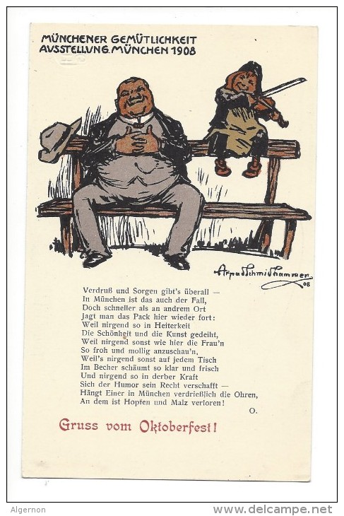 12520 - Arpad Schmidhammer Gruss Vom Oktoberfest Münchener Gemütlichkeit Ausstellung München 1908 - Autres & Non Classés