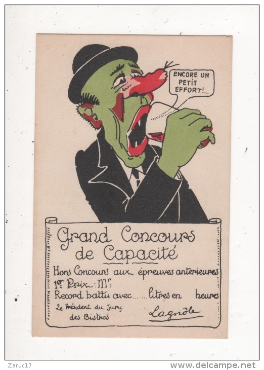 PROMOTION Carte Postale Ancienne HUMOUR GRAND CONCOURS DE CAPACITE Nez Rouge TËTE VERTE CHAPEAU - Humor
