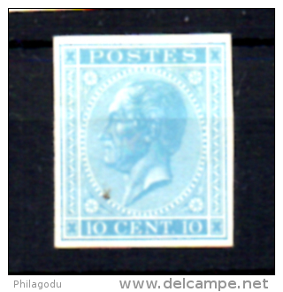 Léopold 1er, 10c Bleu Clair, Type Non Adopté,   N°17, - 1865-1866 Perfil Izquierdo