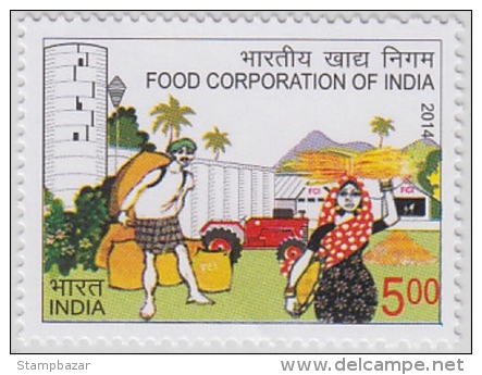 INDIA 2014 Food Corporation Of India Farming Agriculture Tractor 1v Mint Stamp MNH - Nuovi