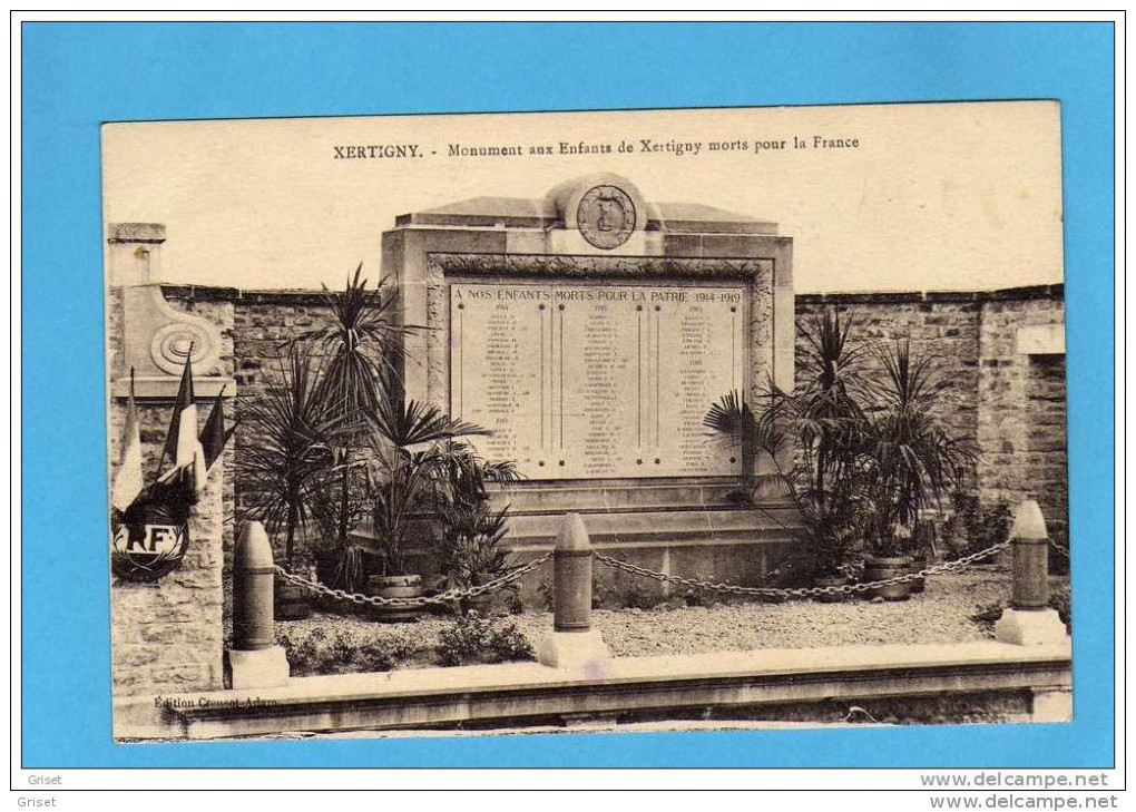 XERTIGNY-Le Monument Aux Enfants Morts Pour La Françe-a Voyagé En 1923-édition Crouset - Xertigny