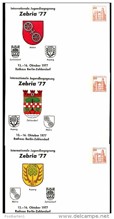 BERLIN PP76 D2/004-06 Privat-Postkarten WAPPEN 1977  Kat. 12,00 € - Cartoline Private - Nuovi