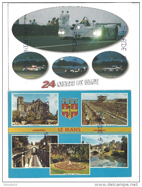 3 CPM - LE MANS (72) 24 Heures Du Mans - Multivues - (Voiture - Depart Circuit  - Courses - Tunnel - Sarthe - Horloge) - Le Mans