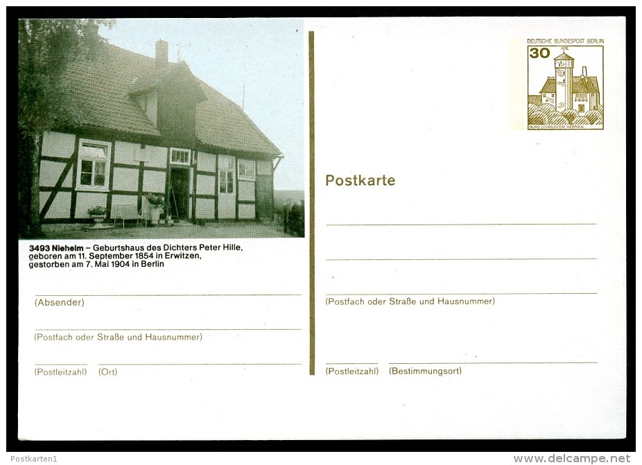BERLIN PP78 B2/004a Privat-Postkarte HILLE-GEBURTSHAUS NIEHEIM ** 1981  NGK 15,00 € - Privé Postkaarten - Ongebruikt