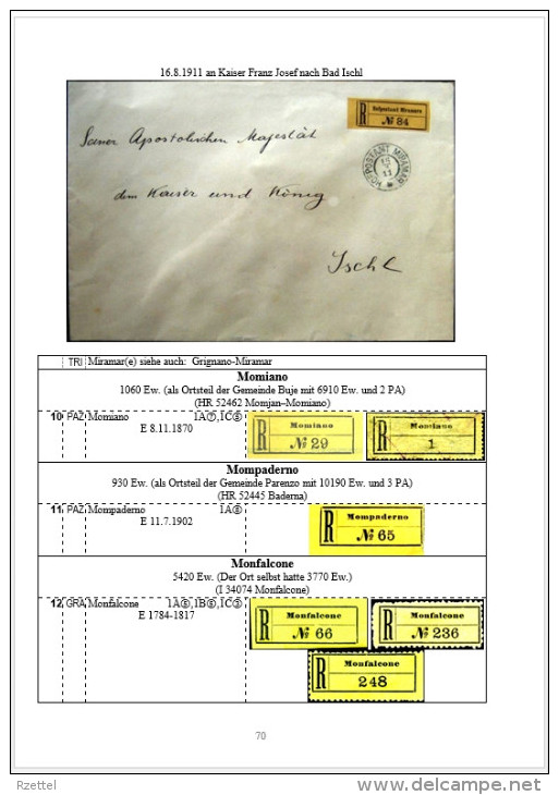 Rekozettel Und Einschreibebelege Vom Küstenland 1886 - 1918 - Philatélie Et Histoire Postale