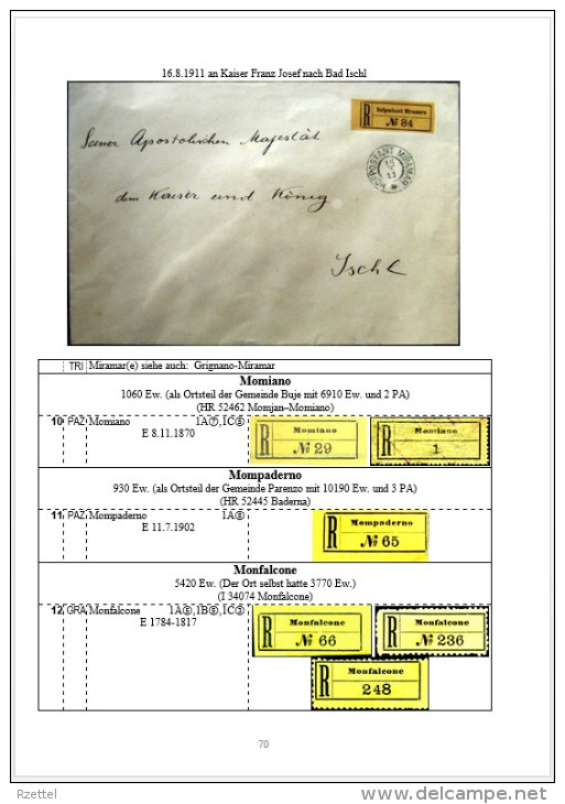 Rekozettel Und Einschreibebelege Vom Küstenland 1886 - 1918 - Filatelia E Storia Postale