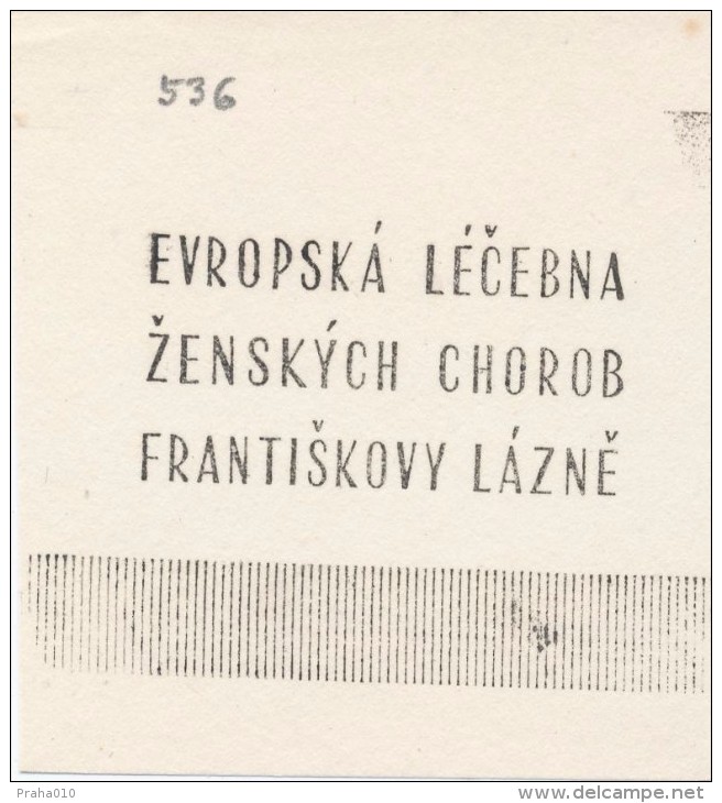 J1644 - Czechoslovakia (1945-79) Control Imprint Stamp Machine (R!): Europe Hospital Female Diseases - Frantiskovy Spa - Proofs & Reprints