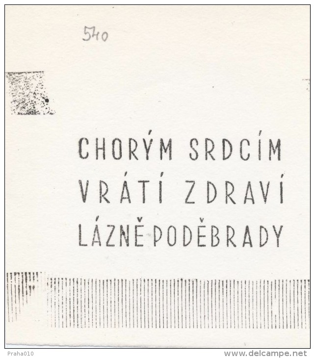 J1650 - Czechoslovakia (1945-79) Control Imprint Stamp Machine (R!): Diseased Hearts Back Health Spa Podebrady - Proofs & Reprints