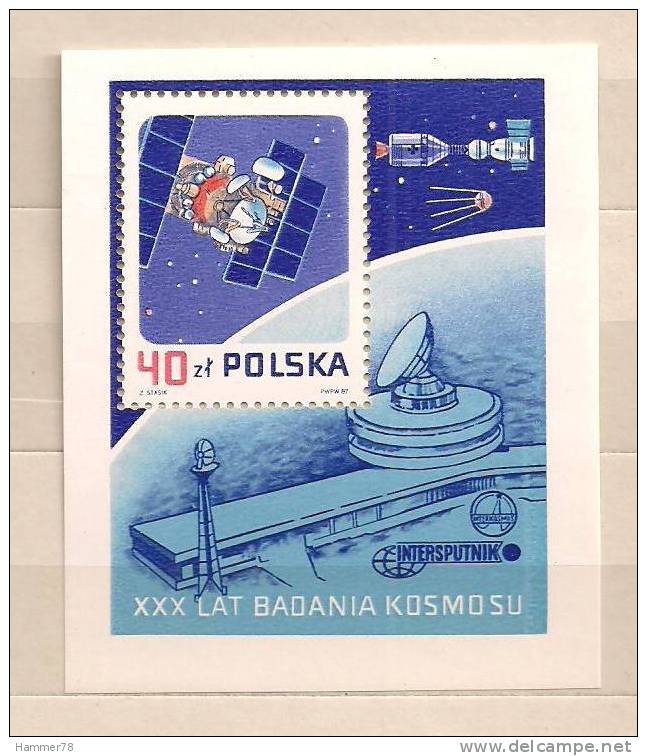 POLAND 1987 30 YEARS OF RESEARCH OF SPACE MS MNH - Blocs & Feuillets