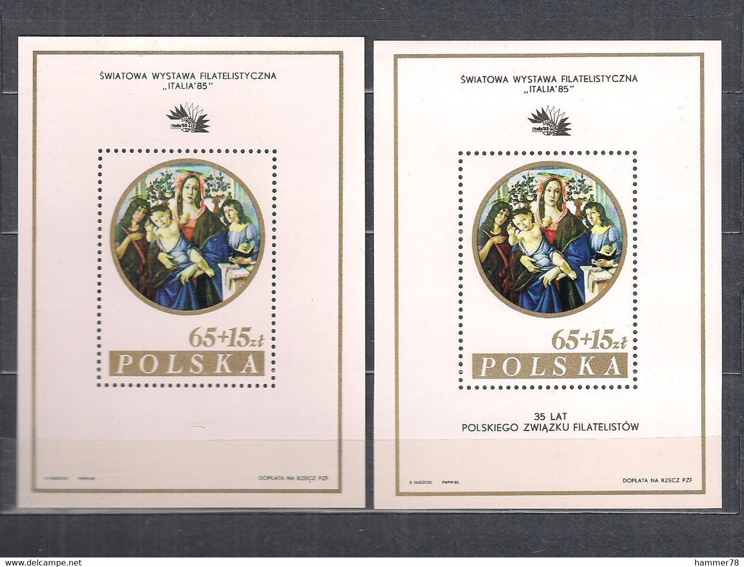 POLAND 1985 WORLD PHILATELISTIC EXHIBITION ITALY'85 2MS MNH 2 Different - Blokken & Velletjes