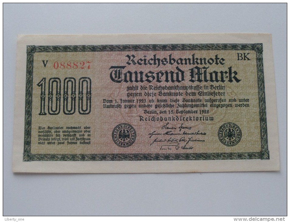 1000 Tausend MARK - N° V 088827 ! ( For Grade, Please See Photo ) ! - 1000 Mark