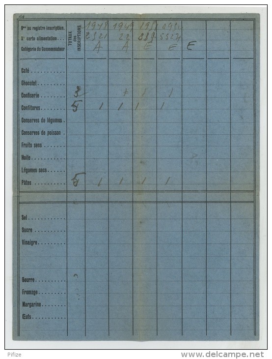 Carte Familiale D'alimention 1949-52. Félix Potin Du Champs-de-Mars (Paris). - Non Classés