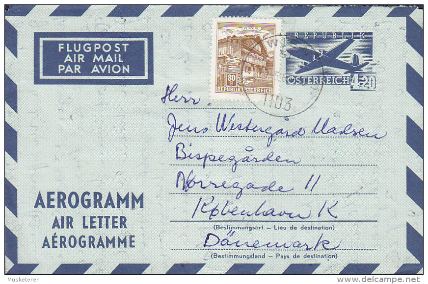 Austria Airmail Flugpost Uprated Postal Stationery Ganzsache Entier Aerogramm WIEN 1967 To KØBENHAVN Denmark - Andere & Zonder Classificatie