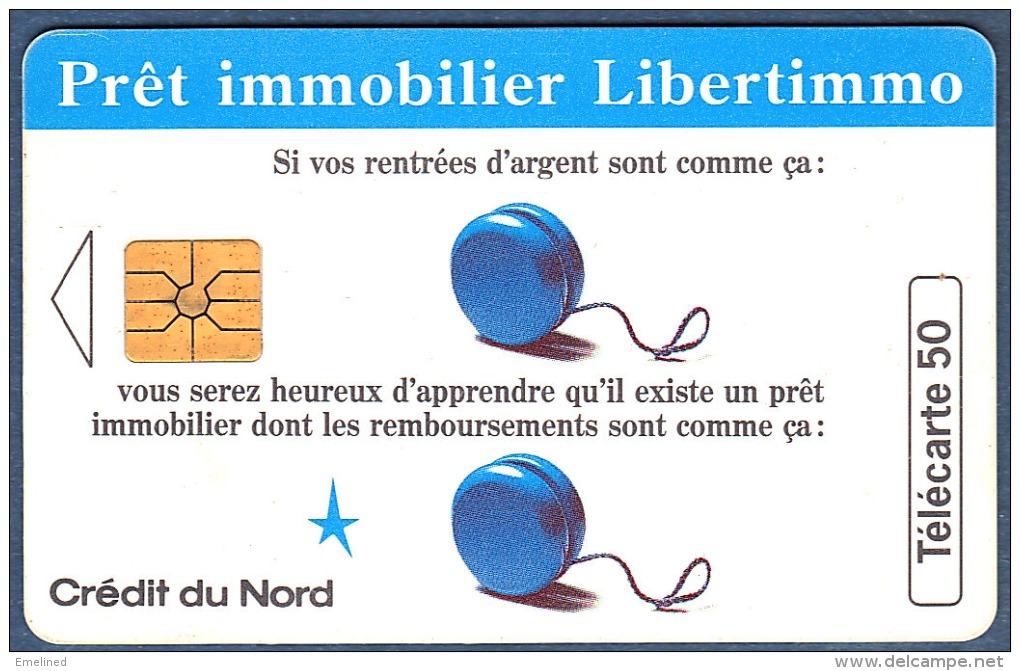 Télécarte Carte Téléphonique Téléphone Crédit Du Nord Banque Pret Immobilier Libertimmo Jouet Yo Yo Yoyo - Publicité