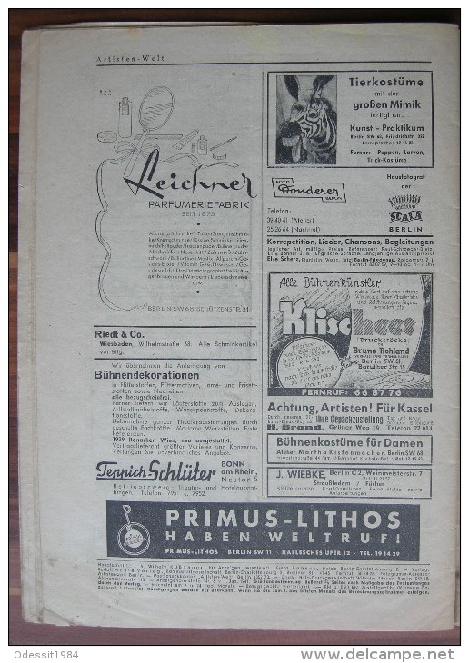 Circus Magazine Fachzeitschrift für Varieté, Kabarett und Zirkus Deutschland 1942 year