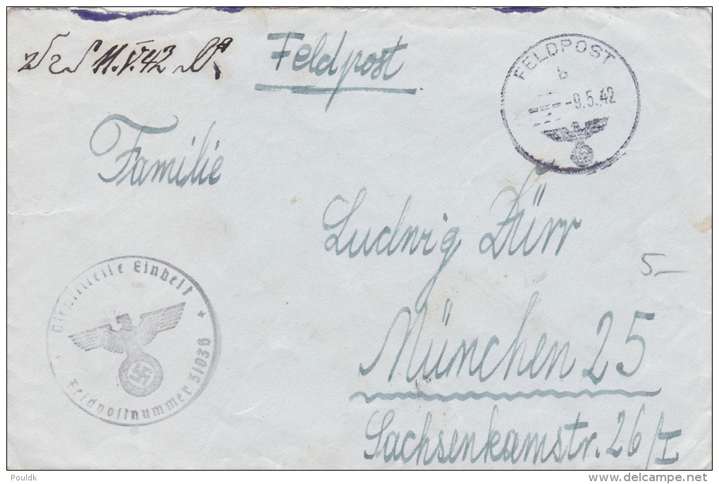 Feldpost WW2: From St. Denis In France - Funkuberwachungs-Kompanie 3/9 FP 29928 And Also Cachet From Kreis-Kommandantur - Militaria