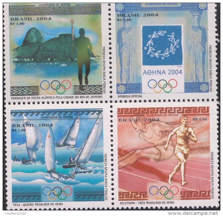 O) 2004 BRAZIL, SAILING, OLYMPIC GAMES, HILL PAN DE AZUCAR, SET MNH - Neufs