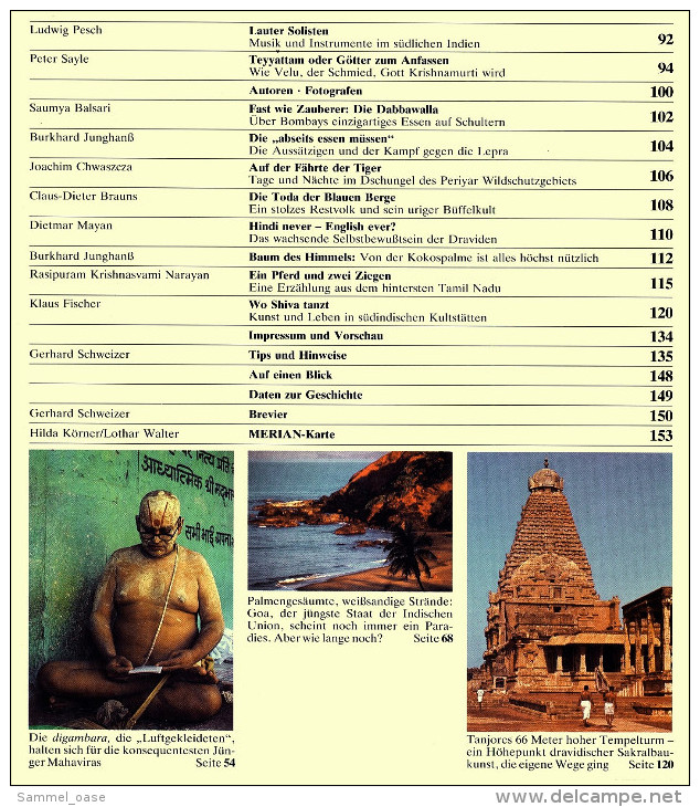 Merian Illustrierte  Indiens Süden , Viele Bilder 1987  -  Betteln Als Lebensstil  -  Die Heiligen Kühe - Reizen En Ontspanning