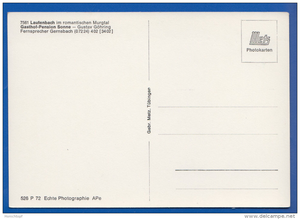 Deutschland; Lautenbach; Murgtal; Gernsbach; Pension Sonne - Gernsbach